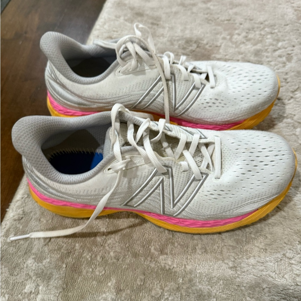 New Balance Women's White and Pink Running Shoes